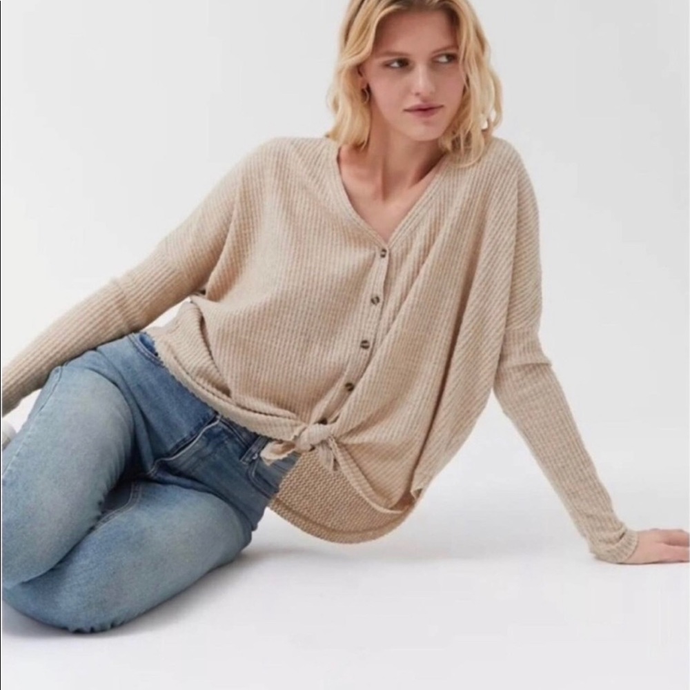 Urban Outfitters Cozy Waffle Knit Top